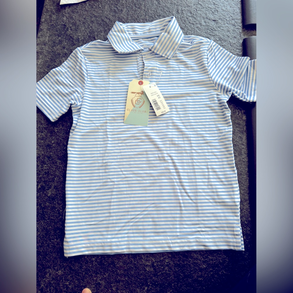 The Class Club 4/5 boys blue and white stripe shirt